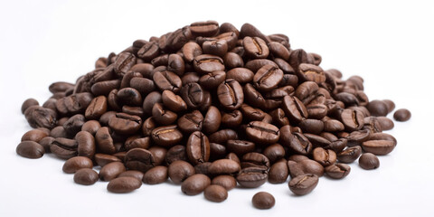 coffee beans isolated on white background with copy space Generative AI