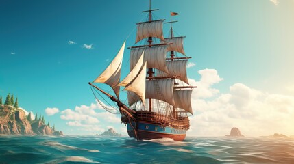 sailing_ship_in_the_style_of_colorful_fantasy_230426_01 Generative AI
