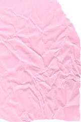 Crumpled pink sheet of paper with torn edges and chaotic folds