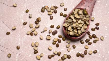 Green Mung Beans Also Know as Mung Dal, Vigna Radiata, Green Beans or Moong Dal isolated on White Background
