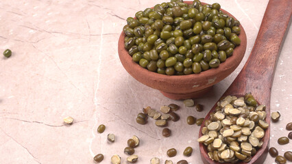 Green Mung Beans Also Know as Mung Dal, Vigna Radiata, Green Beans or Moong Dal isolated on White Background