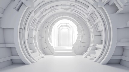 Ai generated white abstract room / hallway 