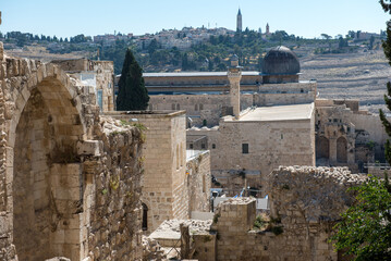 Fototapeta premium Buildings of ancient sacred city of Jerusalem, Israel