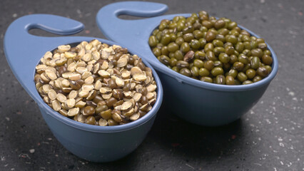 Green Mung Beans Also Know as Mung Dal, Vigna Radiata, Green Beans or Moong Dal isolated on White Background