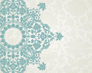 traditional wedding card design, paisley floral pattern , royal India	