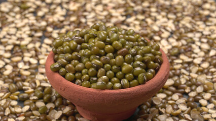 Green Mung Beans Also Know as Mung Dal, Vigna Radiata, Green Beans or Moong Dal isolated on White Background