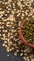 Green Mung Beans Also Know as Mung Dal, Vigna Radiata, Green Beans or Moong Dal isolated on White Background