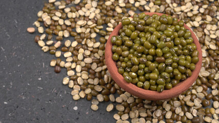 Green Mung Beans Also Know as Mung Dal, Vigna Radiata, Green Beans or Moong Dal isolated on White Background