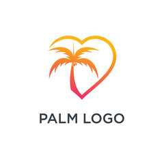 Palm tree logo design with heart element and unique concept