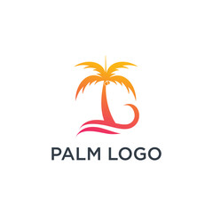 Fototapeta na wymiar Palm tree logo design template with unique concept