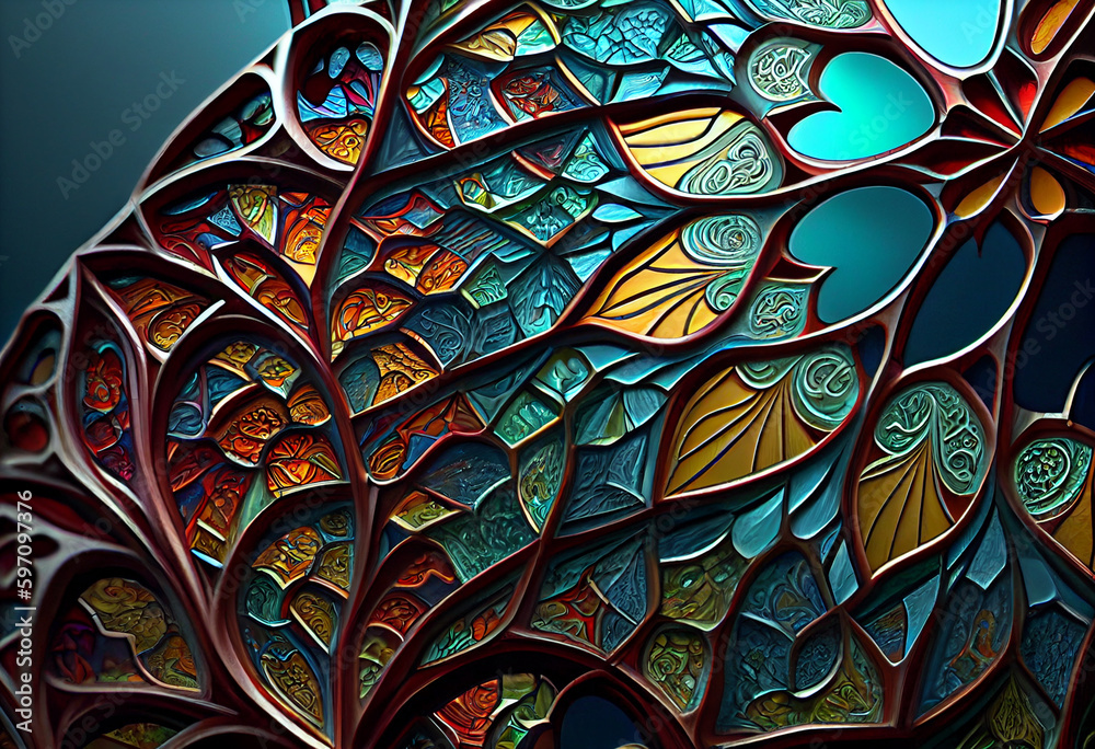 Aufkleber stained window generative ai technology.