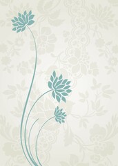 water lilies, traditional wedding card design, royal India	