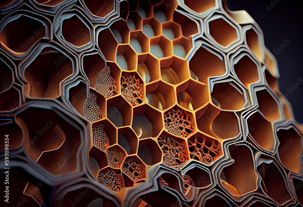 Fototapete A network of intricate, overlapping circles resembling a mandala. Generative AI technology.