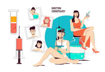 Injection Cosmetology Flat Illustration