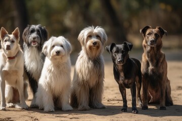 group of dogs on the street, ai generative