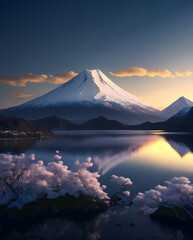 Fototapeta na wymiar Fuji mountain, Illustration by Generative Ai