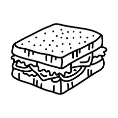 sandwich doodle hand drawn outline doodle icon.  sketch illustration for print, web, mobile and infographics isolated on white background.