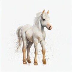 Obraz premium white foal watercolor style Generative AI
