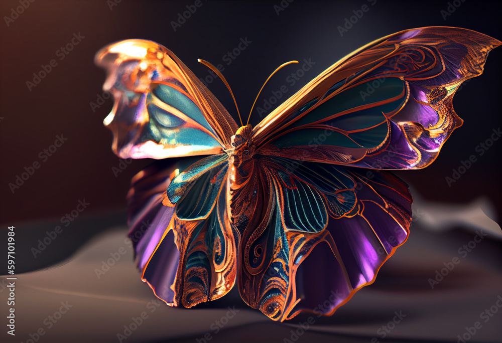 Poster a delicate butterfly with wings as thin as tissue paper. generative ai technology.