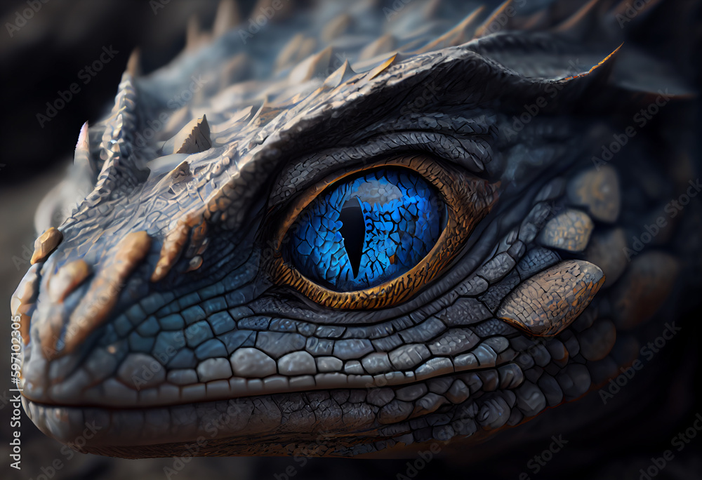 Aufkleber close up of the head of a dragon generative ai technology.