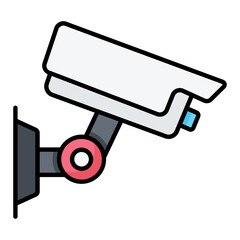Security Camera Line Color Icon