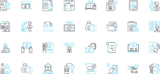 Budgeting strategy linear icons set. Allocation, Frugal, Planning, Analysis, Limits, Saving, Forecasting line vector and concept signs. Prioritization,Control,Reduction outline Generative AI