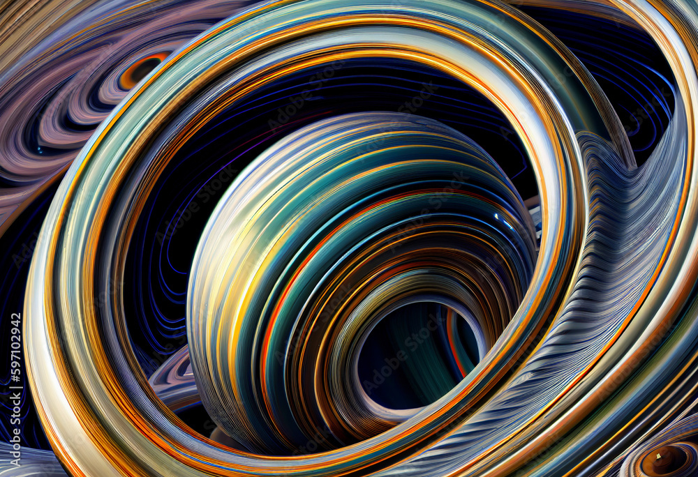 Fototapete A complex, multi-layered pattern of interlocking shapes that resembles the rings of Saturn Generative AI technology.