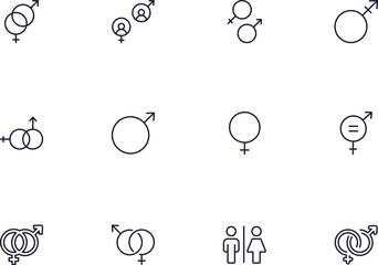Fototapeta na wymiar Gender concept. Collection of gender high quality vector outline signs for web pages, books, online stores, flyers, banners etc. Set of premium illustrations isolated on white background