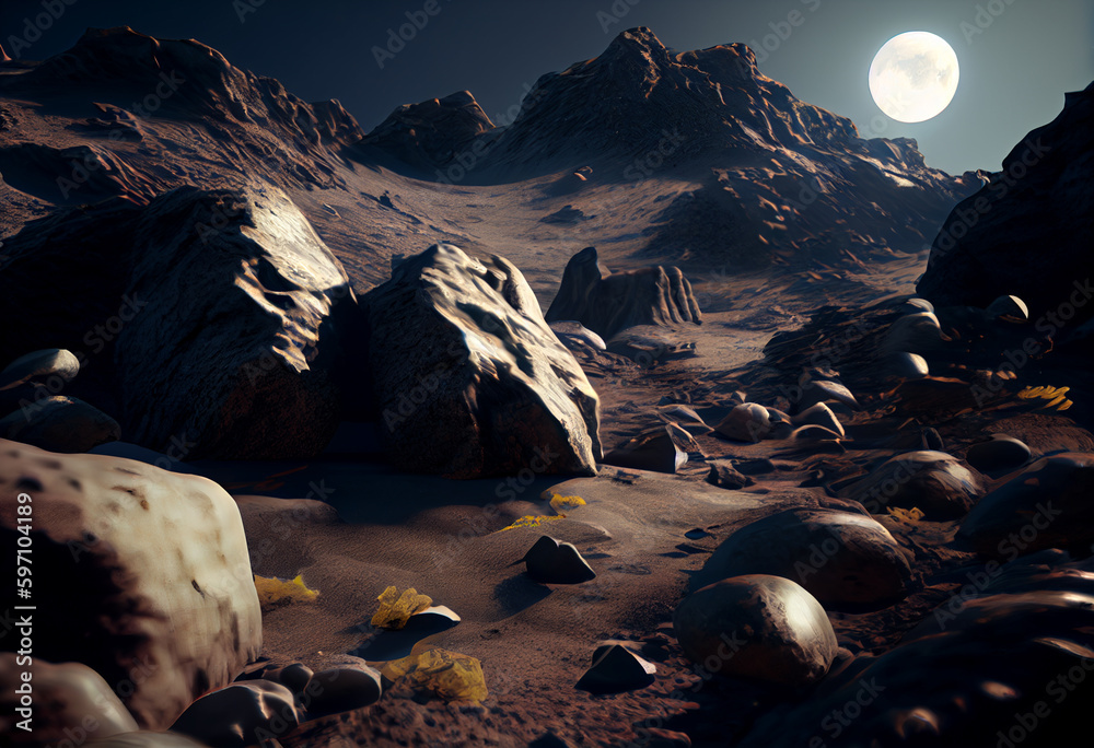 Aufkleber A barren and rocky terrain that resembles the surface of Mercury. Generative AI technology.
