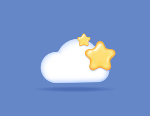 best and premium cloud storage. 3d icon or symbol of clouds and stars. 3d and realistic concept design. vector elements