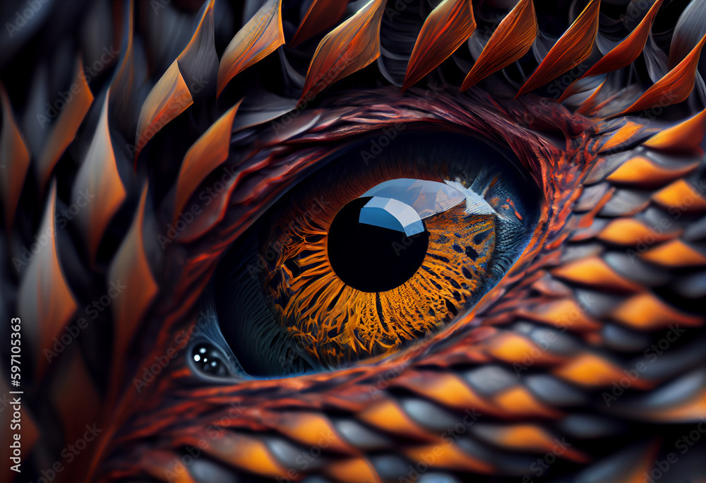Aufkleber close up of eye generative ai technology.