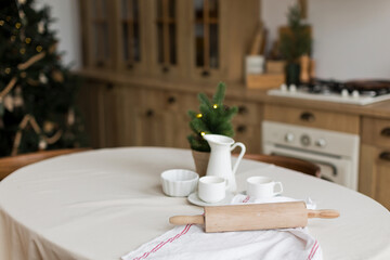 Kitchen interior with utensils on table
