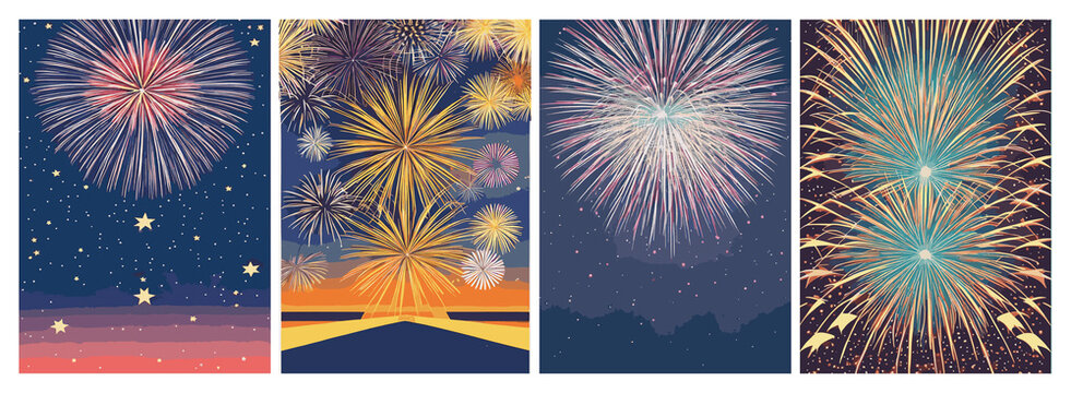 A set of векторных backgrounds for text. "Firework Frenzy: Vector Backgrounds and Seamless Patterns for Festive Text Designs. Celebrate Holidays, Weddings, and Anime with Vibrant Posters and Banners. 