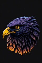 Soaring Freedom: A Colorful Watercolor Eagle Head Vector Design