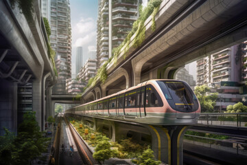 Fototapeta premium highly efficient transport systems in the future cities, generative ai