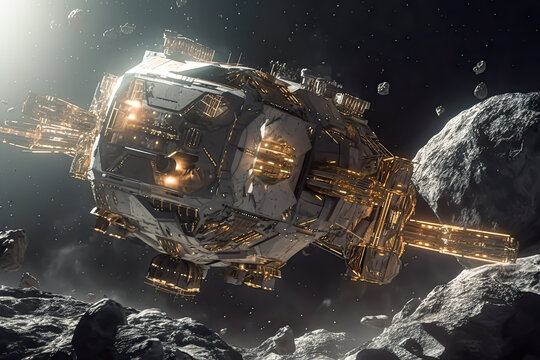 asteroid mining, future concept, generative ai