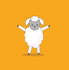 Cartoon flat sheep. Vector image isolated on color background