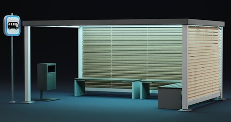 Fototapeta premium Realistic 3D Render of Bus Station