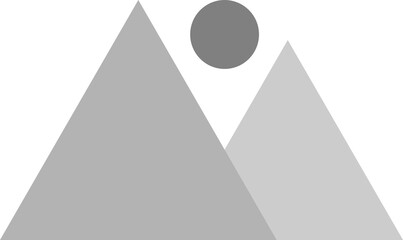 Cute gray triangle mountain with sun sunshine valley drawing doodle icon logo PNG