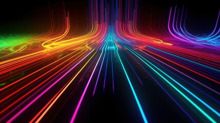 Beautiful glow flare and spark. Red blue special effect, speed police line. Magic of moving fast motion laser beams, horizontal light rays. Abstract neon color glowing lines background.generated by AI