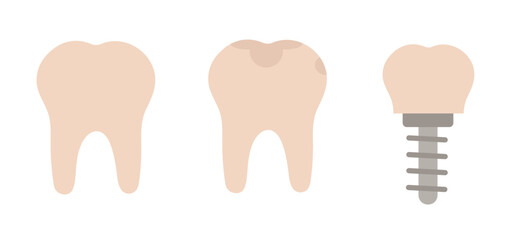 Tooth icon set. Vector illustration.