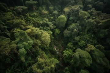 Naklejka na ściany i meble Overhead view of Peru's rainforest and the Amazon jungle. Generative AI