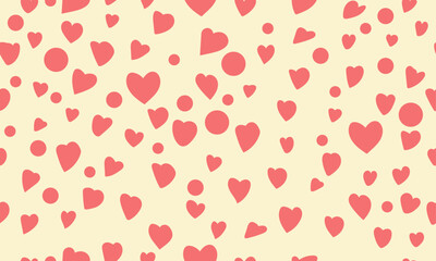Retro love heart seamless pattern illustration.Cute romantic pink hearts background print. Valentine's day holiday backdrop texture, romantic wedding design