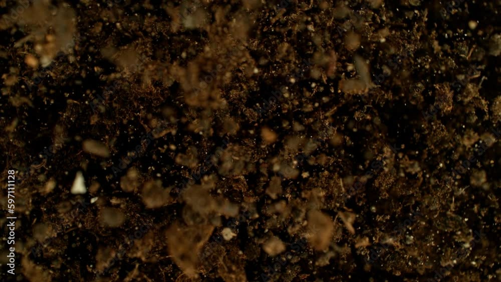 Poster Super slow motion of exploding and rotating earth in the air. Filmed on high speed cinema camera , 1000fps.