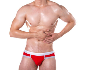 Fototapeta premium Health problems. Man and pain. White background. 