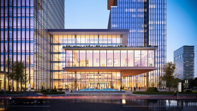 Stunning 3D Architectural Rendering of Modern High Rise Buildings in the City