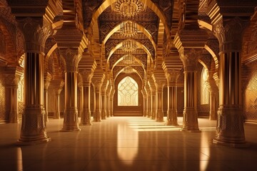golden glossy luxury design of mosque or prayer, generative AI