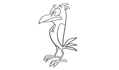 wicked crow for hallowen party coloring pages. Halloween coloring page with spooky objects, hand drawn cute Halloween coloring sheet. Doodle style. Outline vector illustration for coloring book.