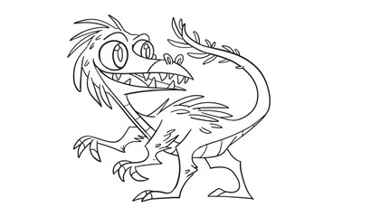 Prehistoric horned dinosaur Sinornithosaurus coloring pages. Outline vector illustration for coloring book. Vector sheet icon © © Ai Factory