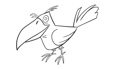 wicked crow for hallowen party coloring pages. Halloween coloring page with spooky objects, hand drawn cute Halloween coloring sheet. Doodle style. Outline vector illustration for coloring book.